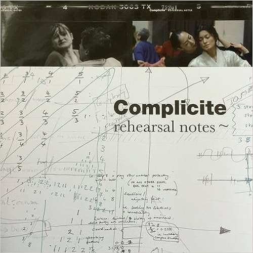 The Rehearsal Notes book cover, which has rehearsal photos at the top and annotations/a crossed-off calendar on the front.
